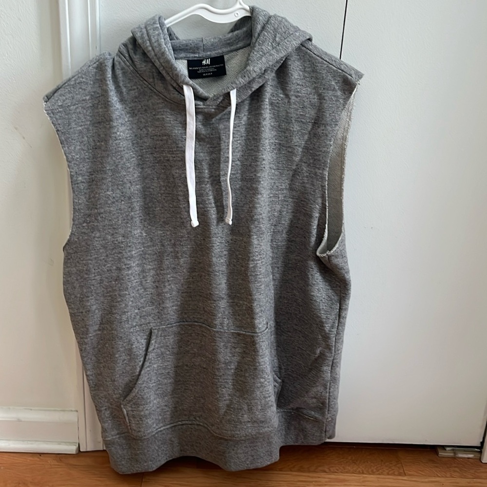 Unisex Grey hoodie Muscle sweatshirt